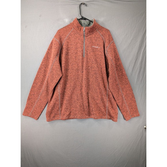 Eddie Bauer Other - Eddie Bauer Mens XL Quarter Zip Pullover Sweater Fleece Lined Red Marled Heather